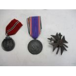 Luftschutz medal, Russian front medal & war merit cross with swords.