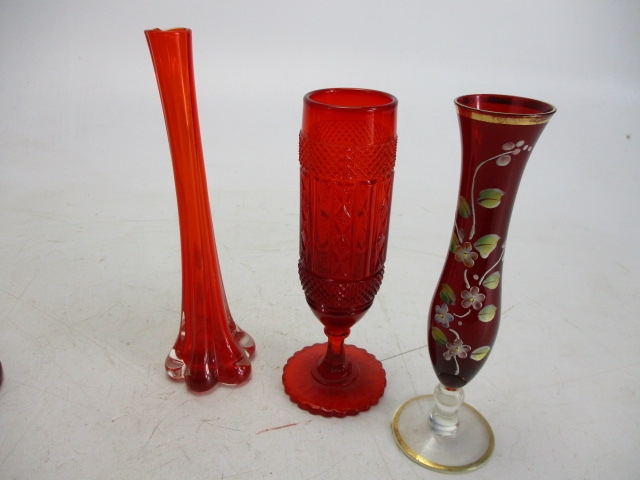Selection of Ruby glass to include vases - Image 2 of 3