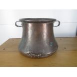 Large Victorian handmade copper pot 40cm wide 26cm high