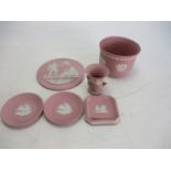 Selection of pink Jasperware Wedgwood to include planter, plague etc Lot 1