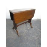 Vintage small drop leaf twist top table