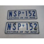 A pair of Australian Victoria on the move registration plates