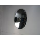 Vintage oval bevelled edge mirror, H68 x W41cms