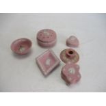 Selection of pink Jasperware Wedgwood to include trinket pin trays etc Lot 2