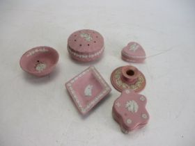 Selection of pink Jasperware Wedgwood to include trinket pin trays etc Lot 2