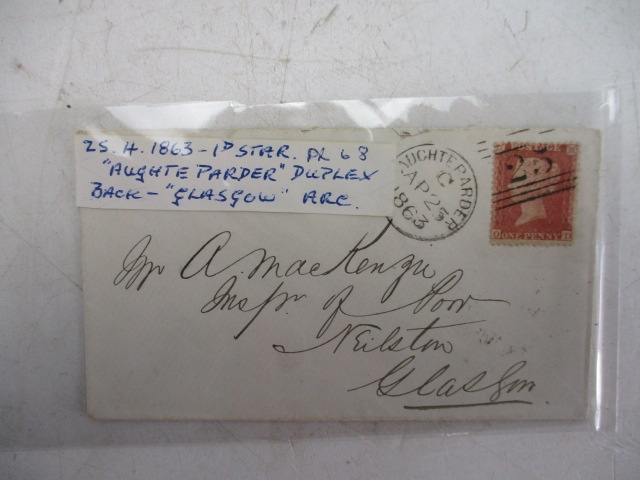 SG40 on cover 1d red plate 68 1863, Cat £35.