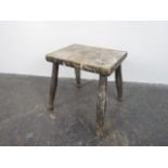 Antique oak stool, 31cms high.