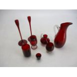 Mix lot of Ruby glass to include cups, vases etc