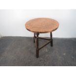 Vintage Copper Top Studded 3 leg pub table 60cm D x 67H