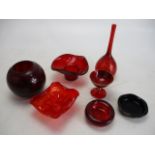 Mix lot of Ruby glass to include vases, bowls etc