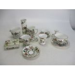 Crown Staffordshire & Coalport "Hunting scene" to include cups/saucers trinket etc.