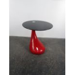 Modern glass table top side table. H53 x W50cms.