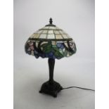 Tiffany style metal base table lamp. H47 x W31cms.