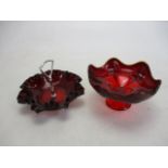 Mix lot of Ruby glass to include Bon Bon bowl and fruit bowl