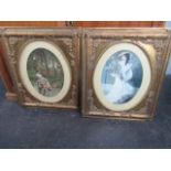 Pair of large gilt framed prints