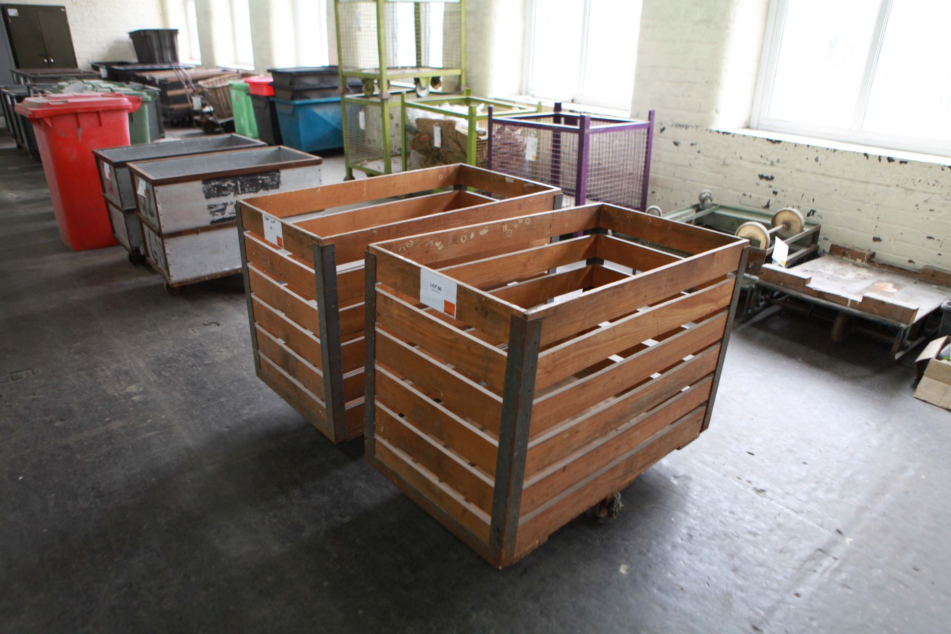 2 Slatted Timber Wheeled Carts