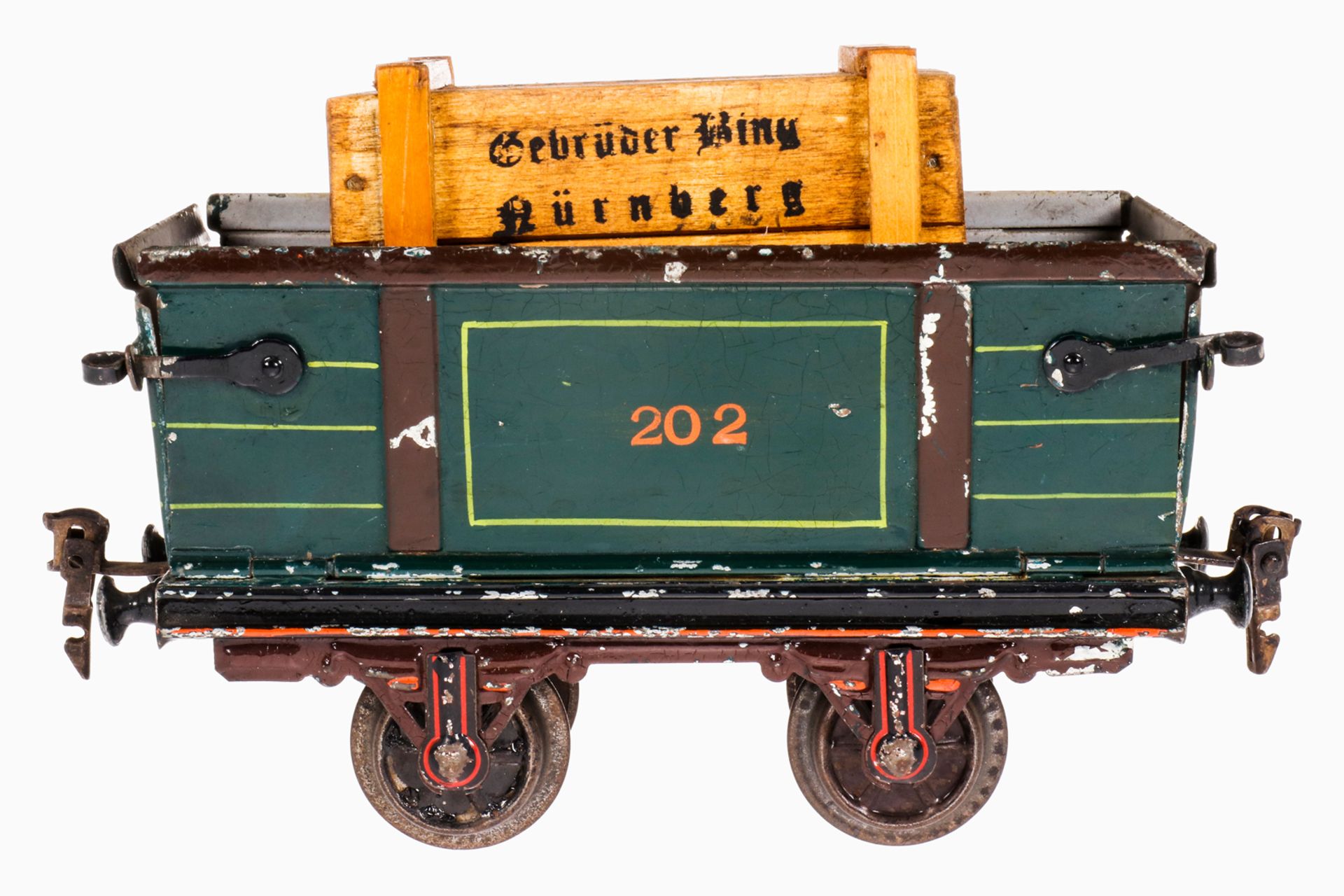 Märklin Rübenwagen 1832, S 1, uralt, grün HL, Bordwände abklappbar, leichte Alterungs- und