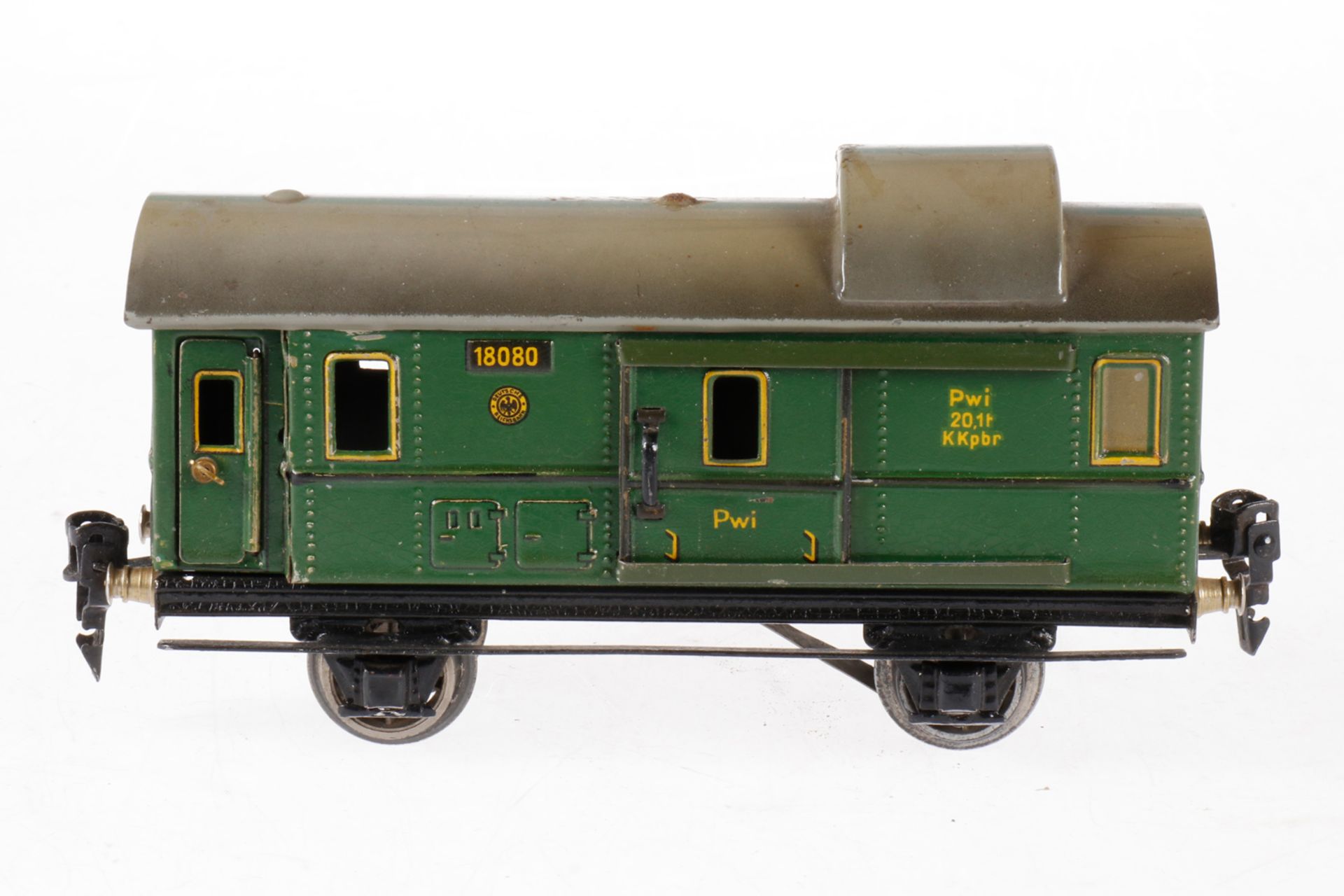 Märklin Gepäckwagen 1808 B, S 0, Chromlithographie, mit Schlussbeleuchtung, 2 AT und 2 ST, LS/RS,