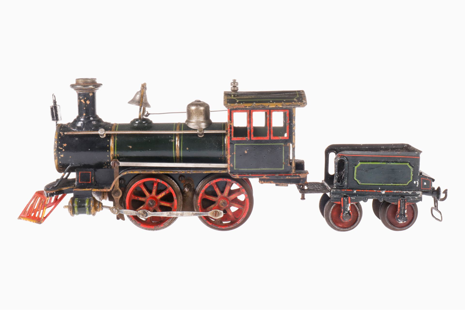 Märklin amerikanische B-Dampflok AR 1021, mit Tender, S 1, Uhrwerk intakt, handlackiert, mit