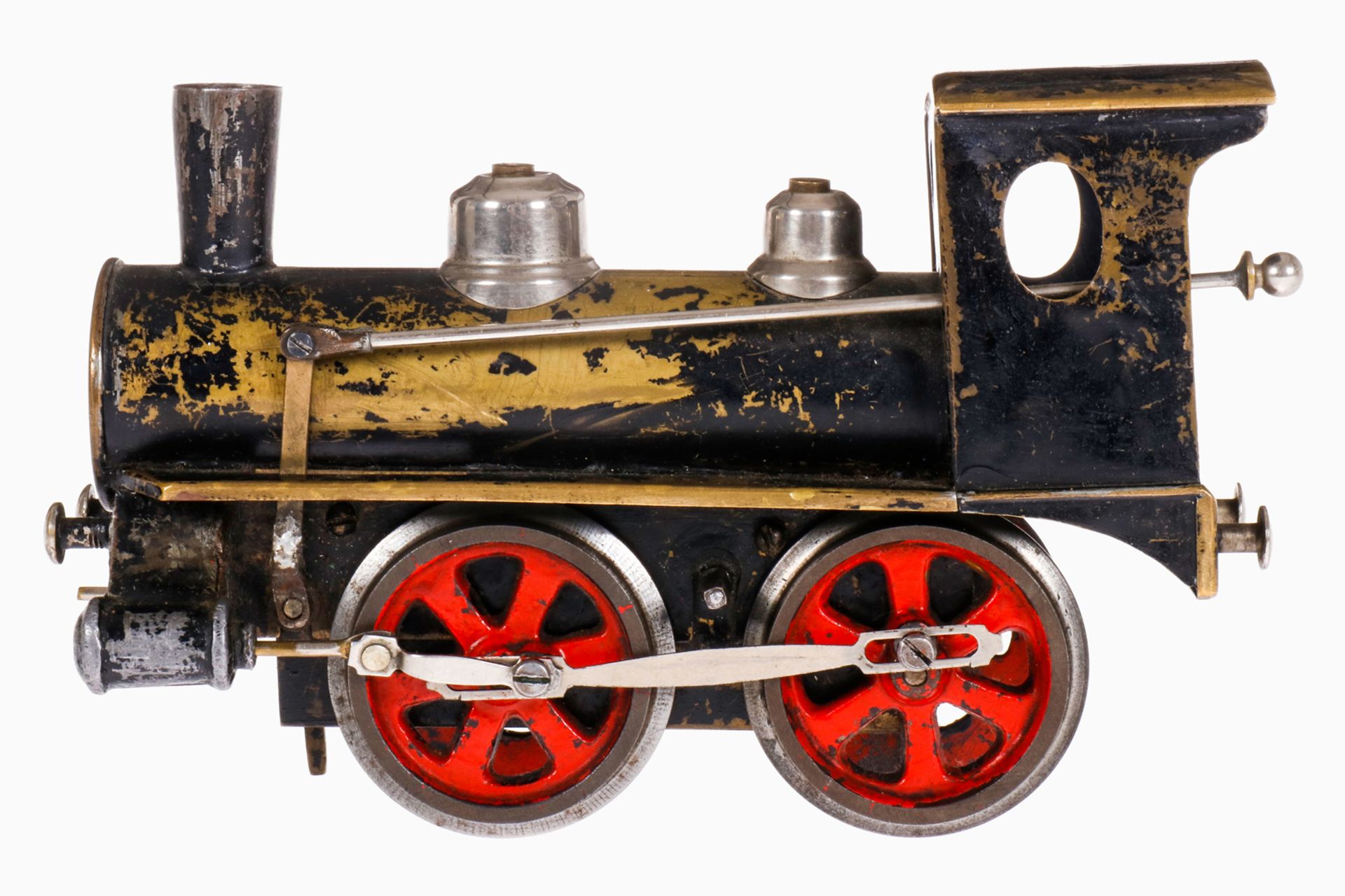 Märklin Prototyp B-Dampflok, S 1, uralt, Versuchsmuster aus Messing, nur vorwärts, Uhrwerk zäh,