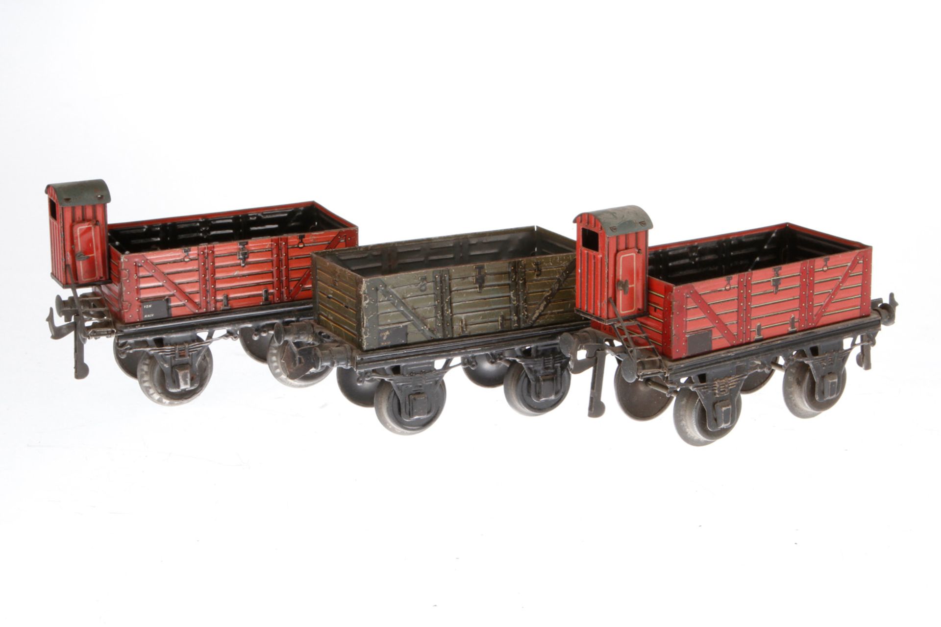 3 Bing Güterwagen, S 1, CL, L 15, Z 2-3