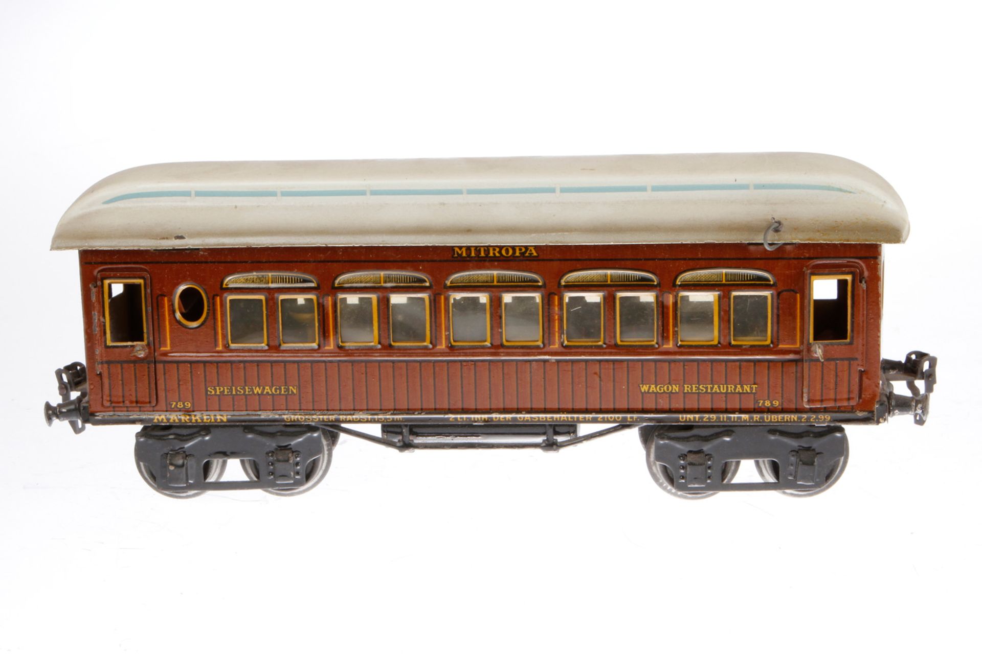 Märklin Mitropa Speisewagen “789“, mit Inneneinrichtung und 4 Sitzfiguren, Teak CL, 4A, 1