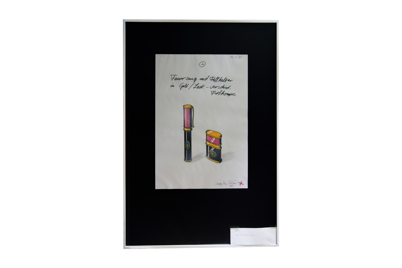 Heinz Oestergaard (1916-2003), Entwurfszeichnung für Feuerzeug und Füller, 60 x 42, signiert “