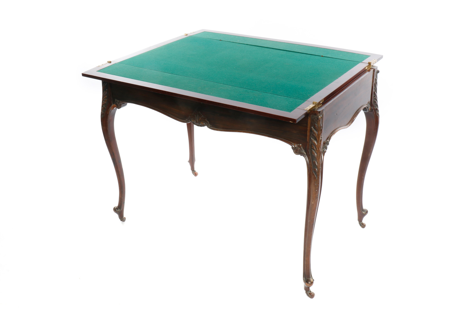 Großer Mahagoni-Spieltisch, aufklappbar, für Roulette-Spiel, grün befilzt, mit Drehteller, Kugel, - Image 3 of 7