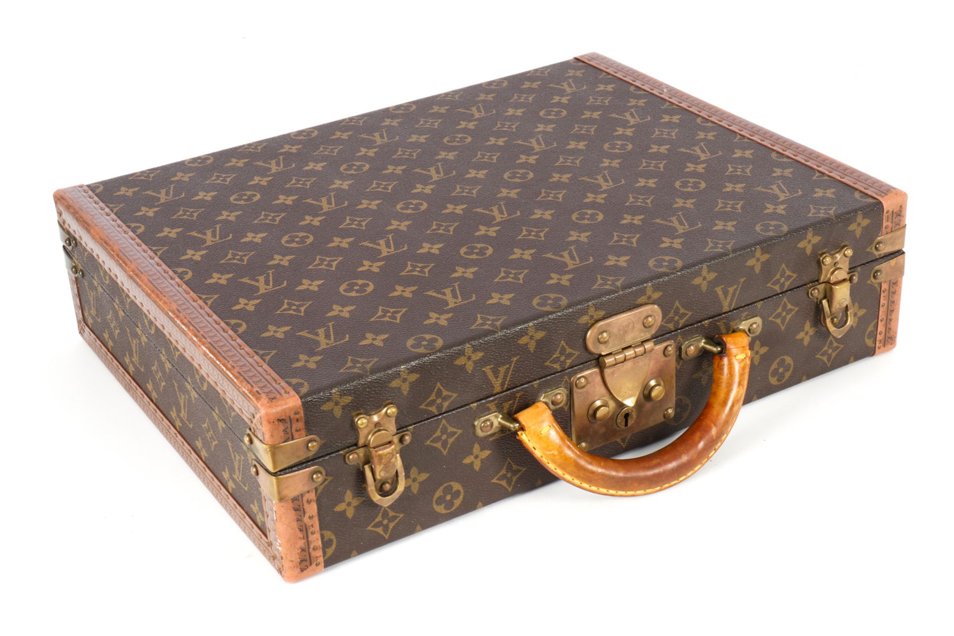 Louis Vuitton Aktenkoffer, Made in France, Nr. “1019490“, auf Schloss “209190“, Messingbeschläge,
