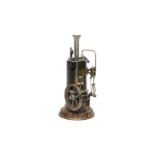 Schoenner stehende Dampfmaschine “Phaenomen“, patinierter Kessel, KD 7, mit Armaturen und Brenner,