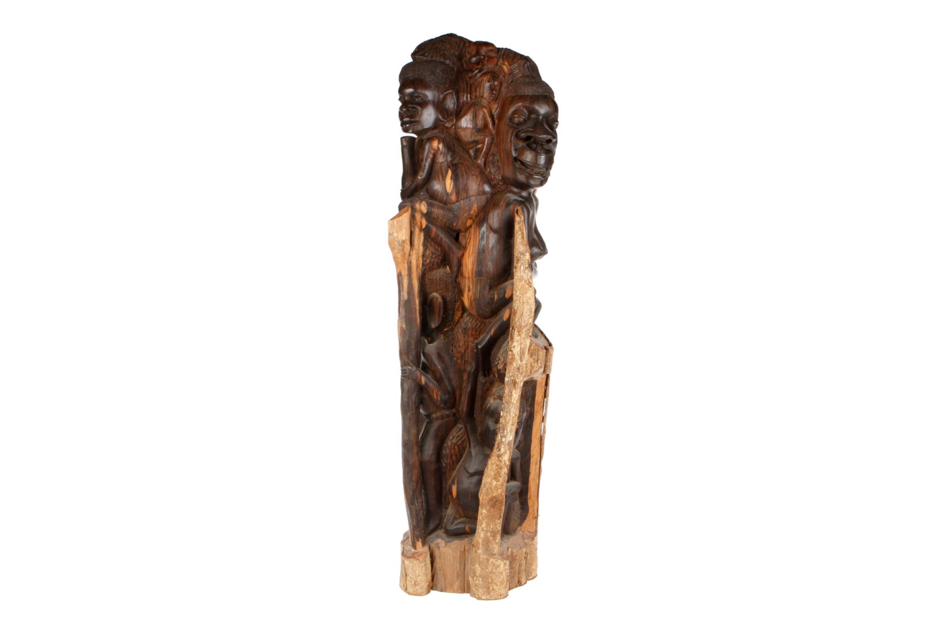 Große Afrikanische Skulptur, schweres Hartholz, geschnitzt, Eingeborene, aus einem Baumstück mit