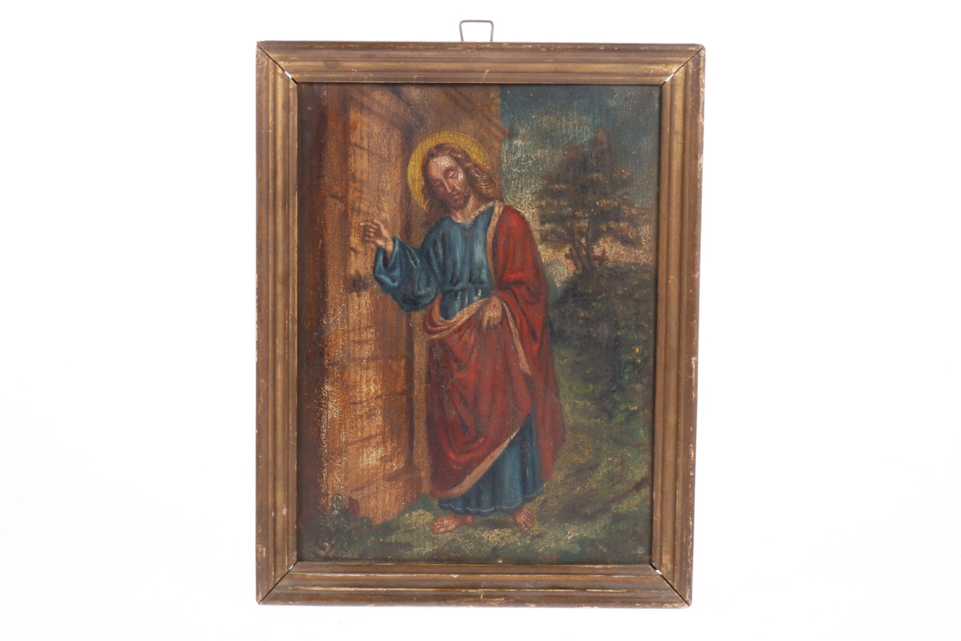 Ölbild Jesus, um 1900, auf Holz, gerahmt, 22x29