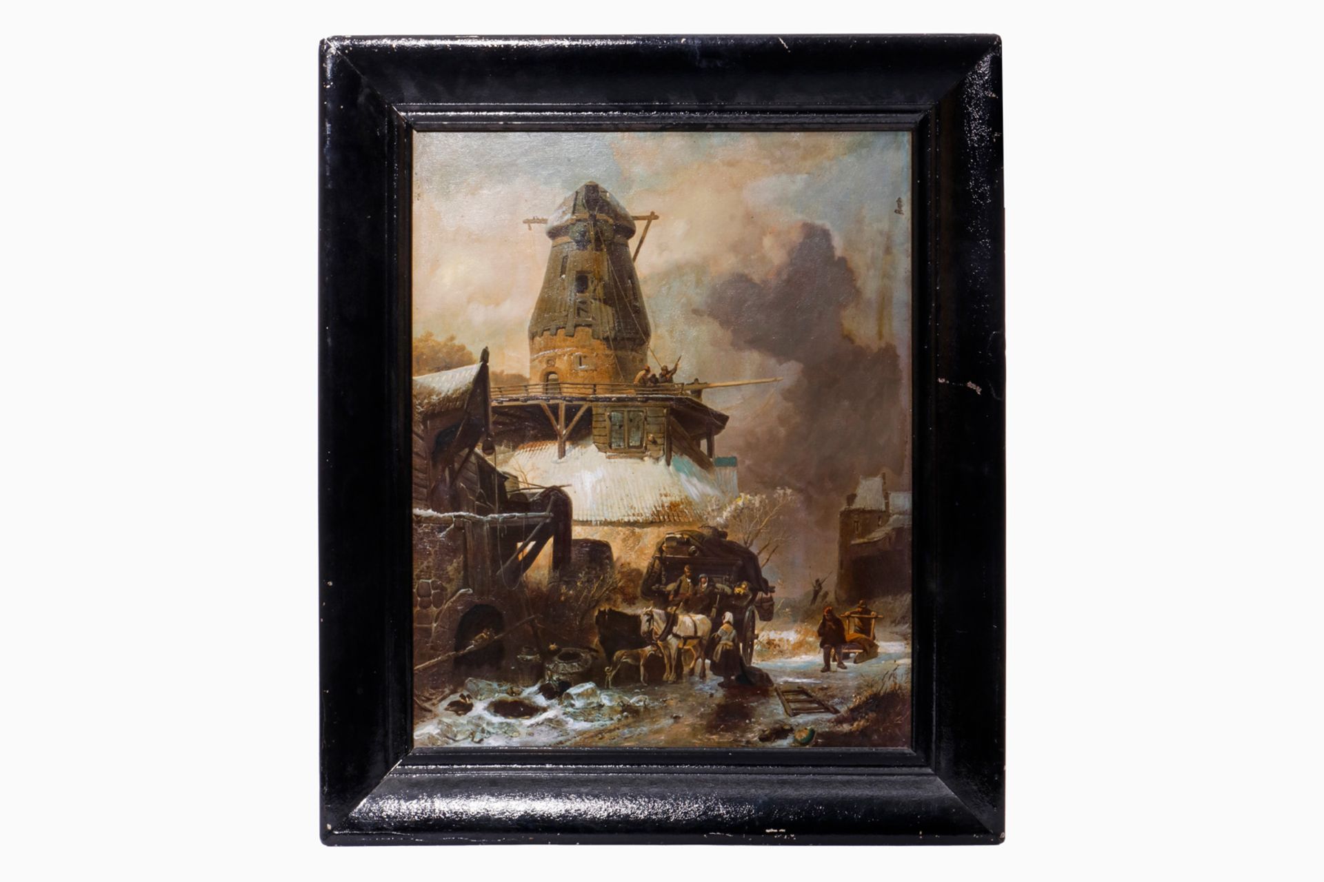 Gemälde eines alten Meisters als Druck in Manier eines Ölbildes, gerahmt, 63x74