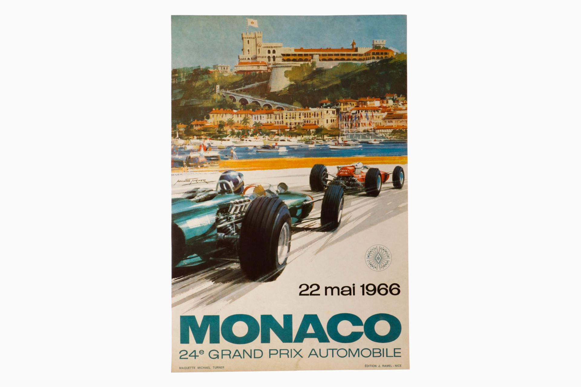 Original Rennplakat 24. Grand Prix Monaco, Entwurf Michael Turner, Edition Ramel-Nice, 40 x 59,5