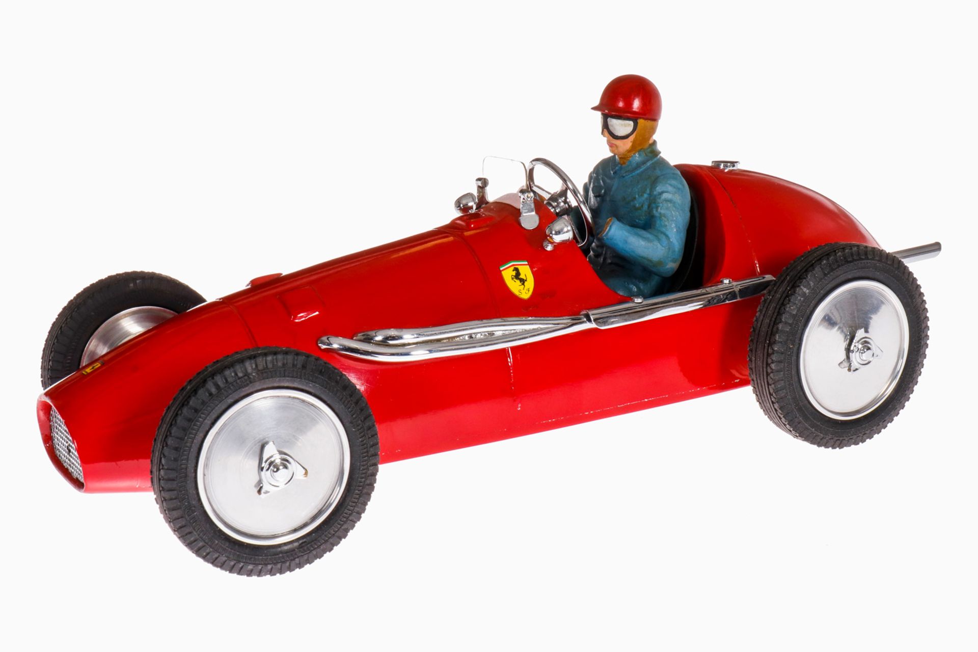 Ferrari Modellrennwagen, Guss, gummibereift, limit. Reproduktion 09/100, HL, mit Fahrerfigur, 1 Hand