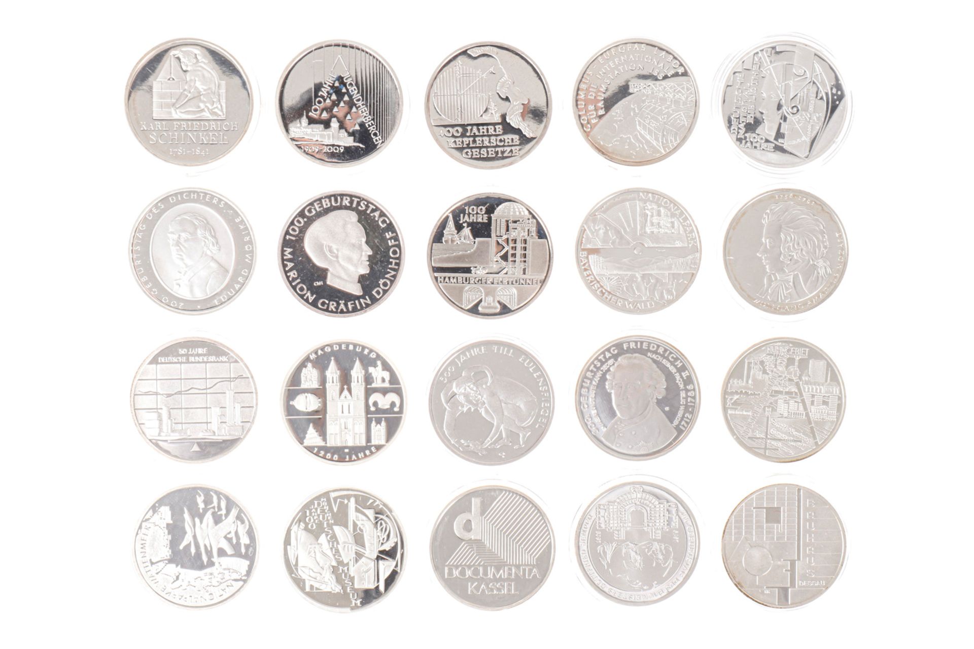 Bundesrepublik Deutschland Silbermünzen: 20 x 10 Euro in Spiegelglanz, alles versch. Ausgaben in