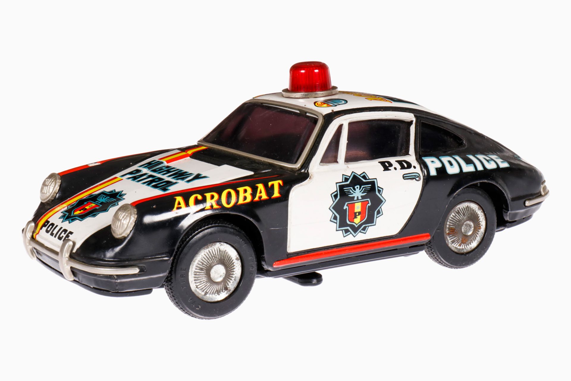 TPS Polizei Porsche ”T-0978”, Japan, Blech, batteriebetrieben, leichte Alterungsspuren, L 25, Z 2