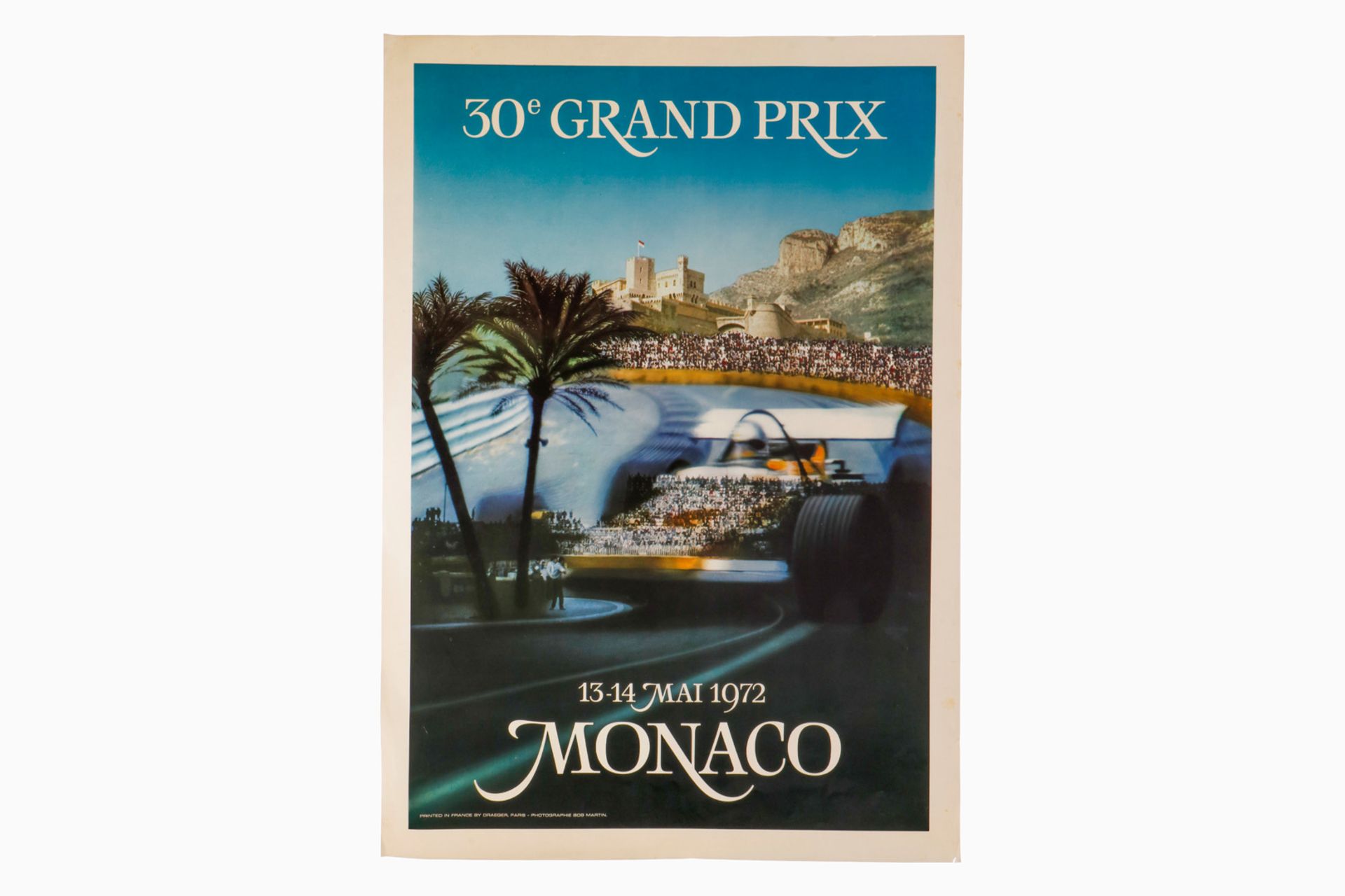 Original Rennplakat 30. Grand Prix 1972 Monaco, Printed by Draeger Paris, 47 x 67