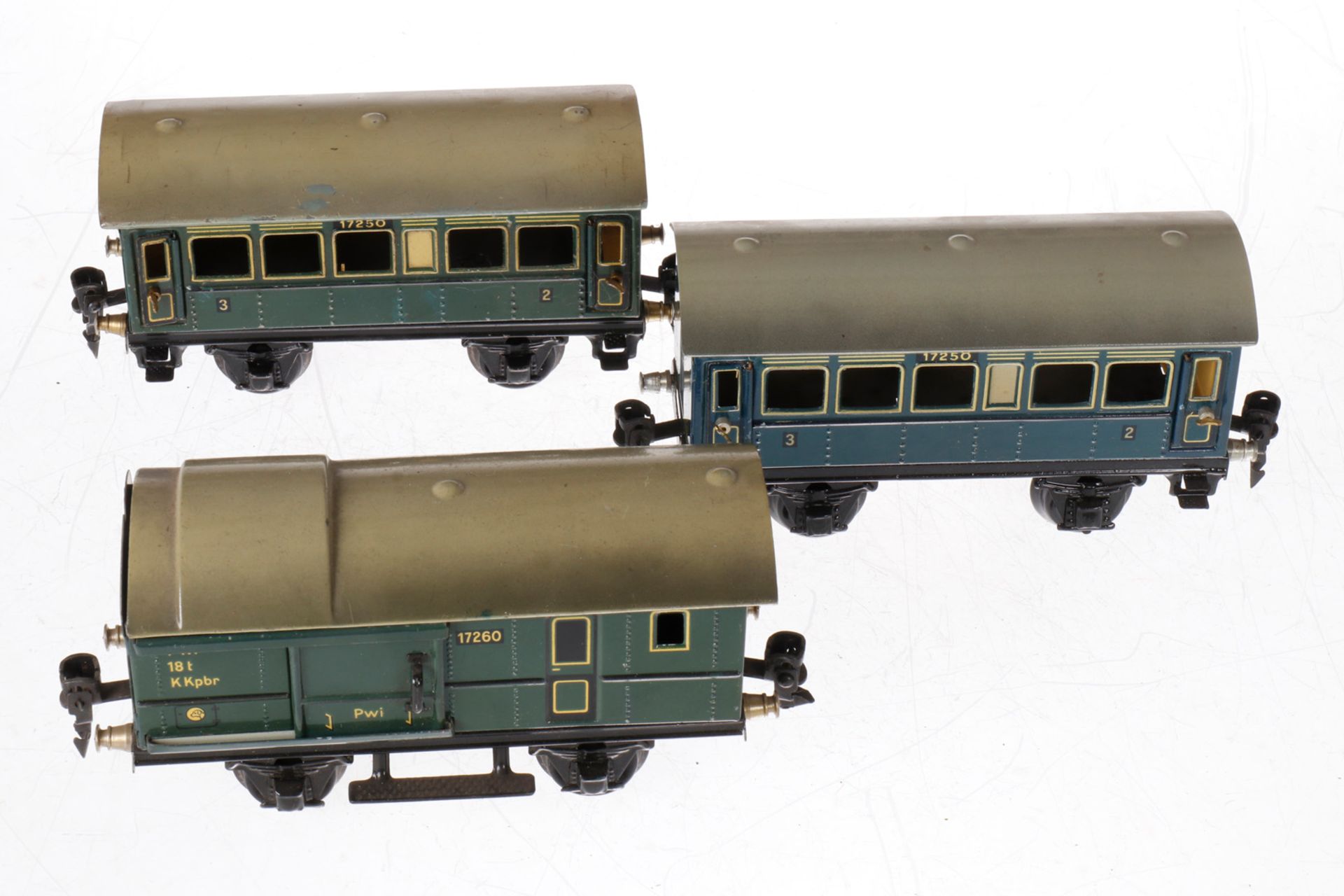 3 Märklin Wagen 1725/1726, S 0, CL, L 16,5, Z 4