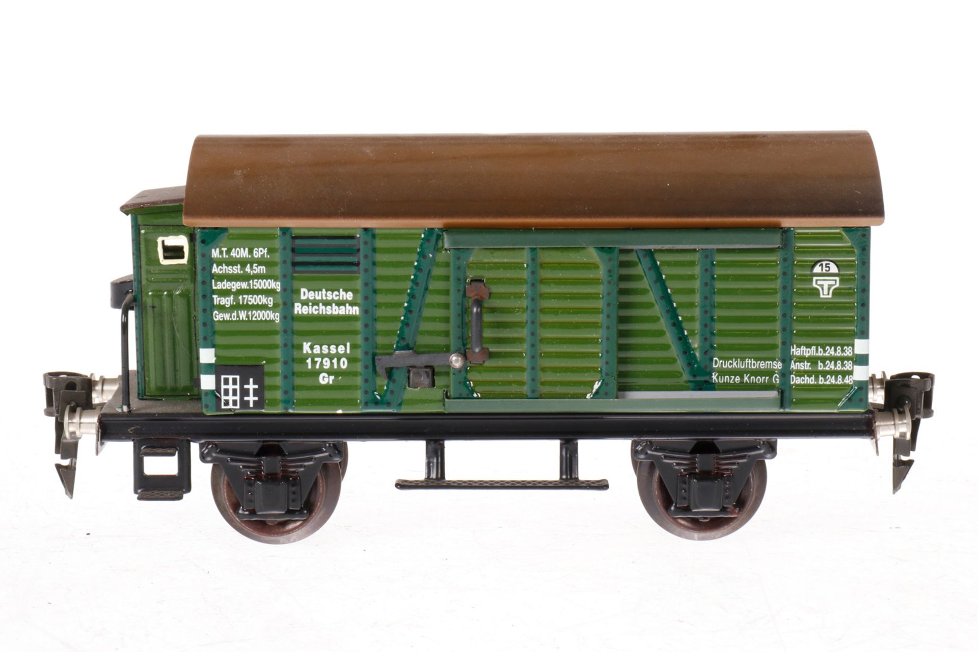 Grossmann gedeckter Güterwagen 1791, S 0, grün, mit BRH und 2 STH, L 18,5, Z 2-3