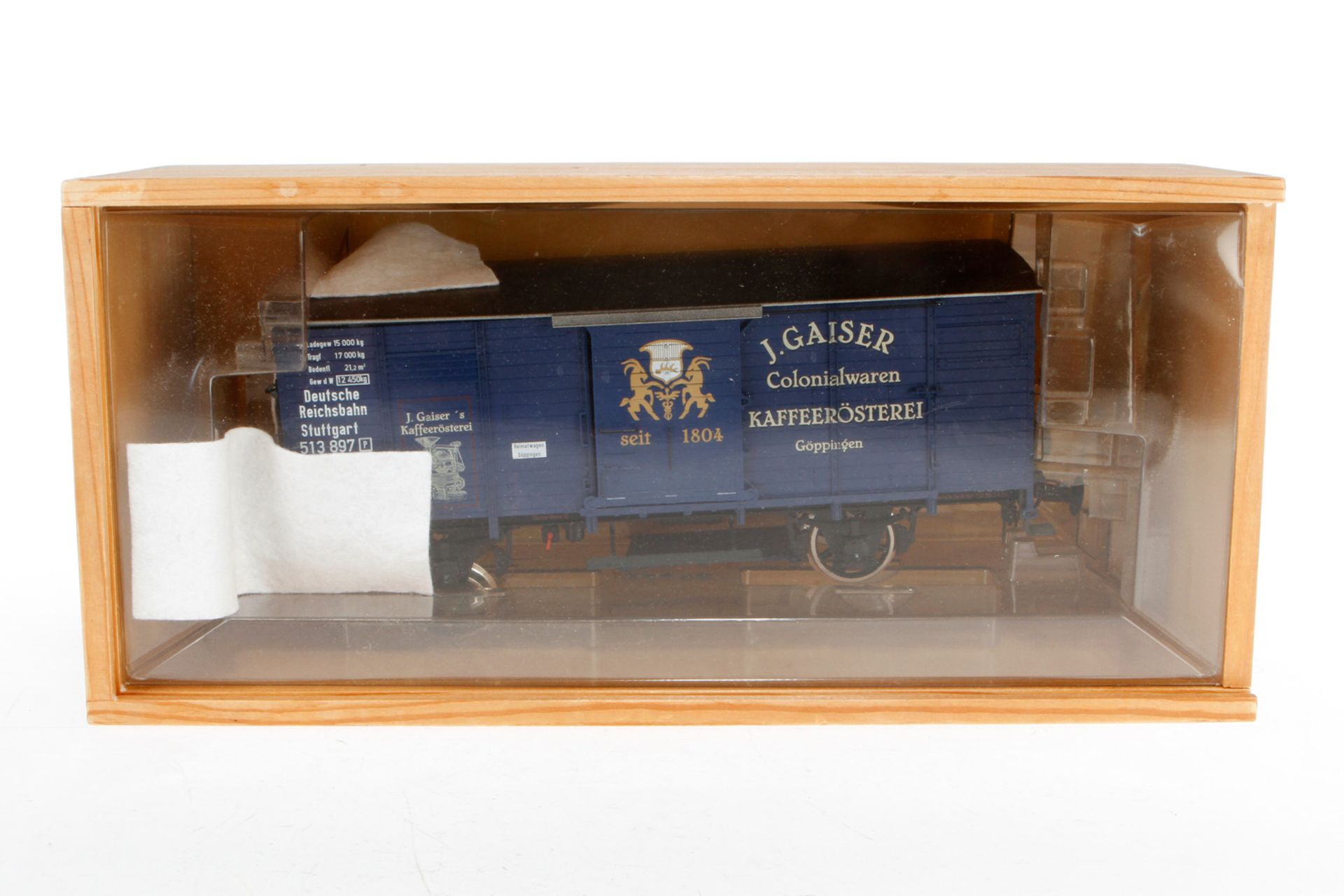 Märklin gedeckter Güterwagen ”Gaiser”, S 1, blau, besch., in Holzkiste, Z 3