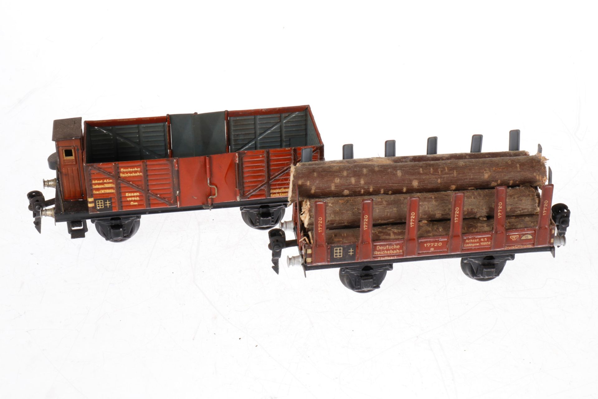 2 Märklin Güterwagen 1769/1771, S 0, CL, L 16,5 und 18,5, Z 4