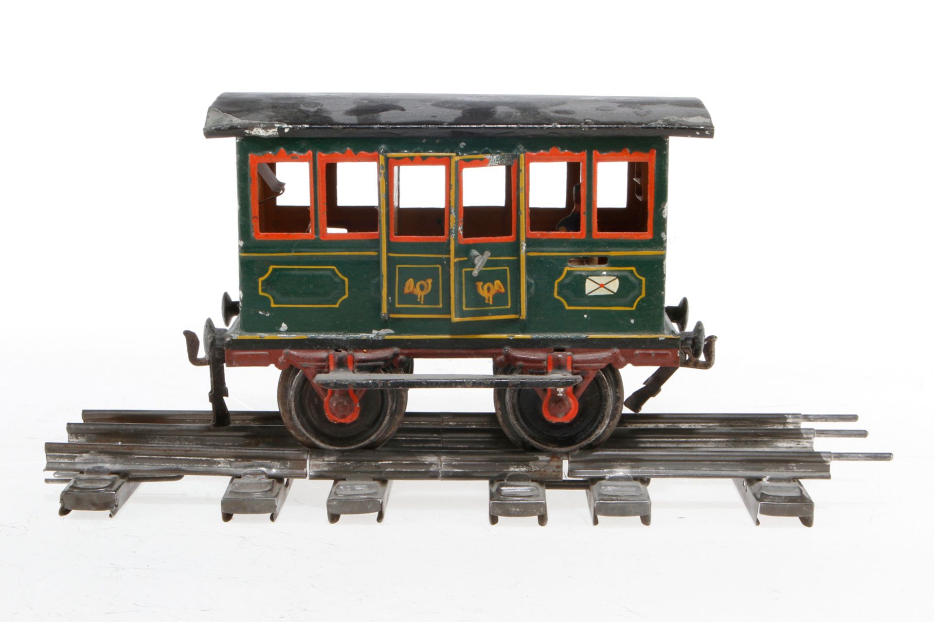 Märklin Postwagen 1802, S 2, uralt, HL, mit Diensteinrichtung und 2 DT, Dach und Trittstufen