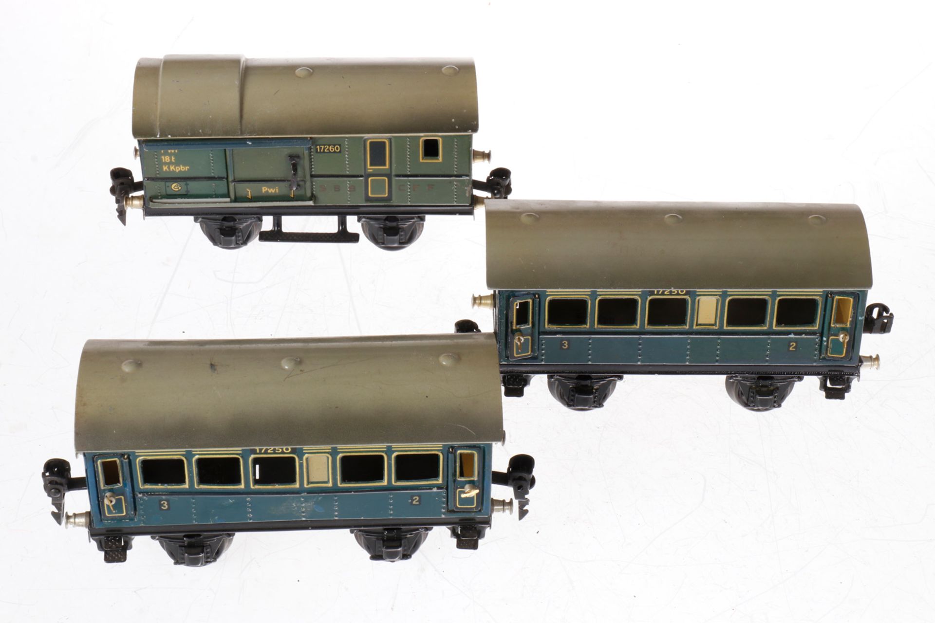 3 Märklin Wagen 1725/1726, S 0, CL, L 16,5, Z 4