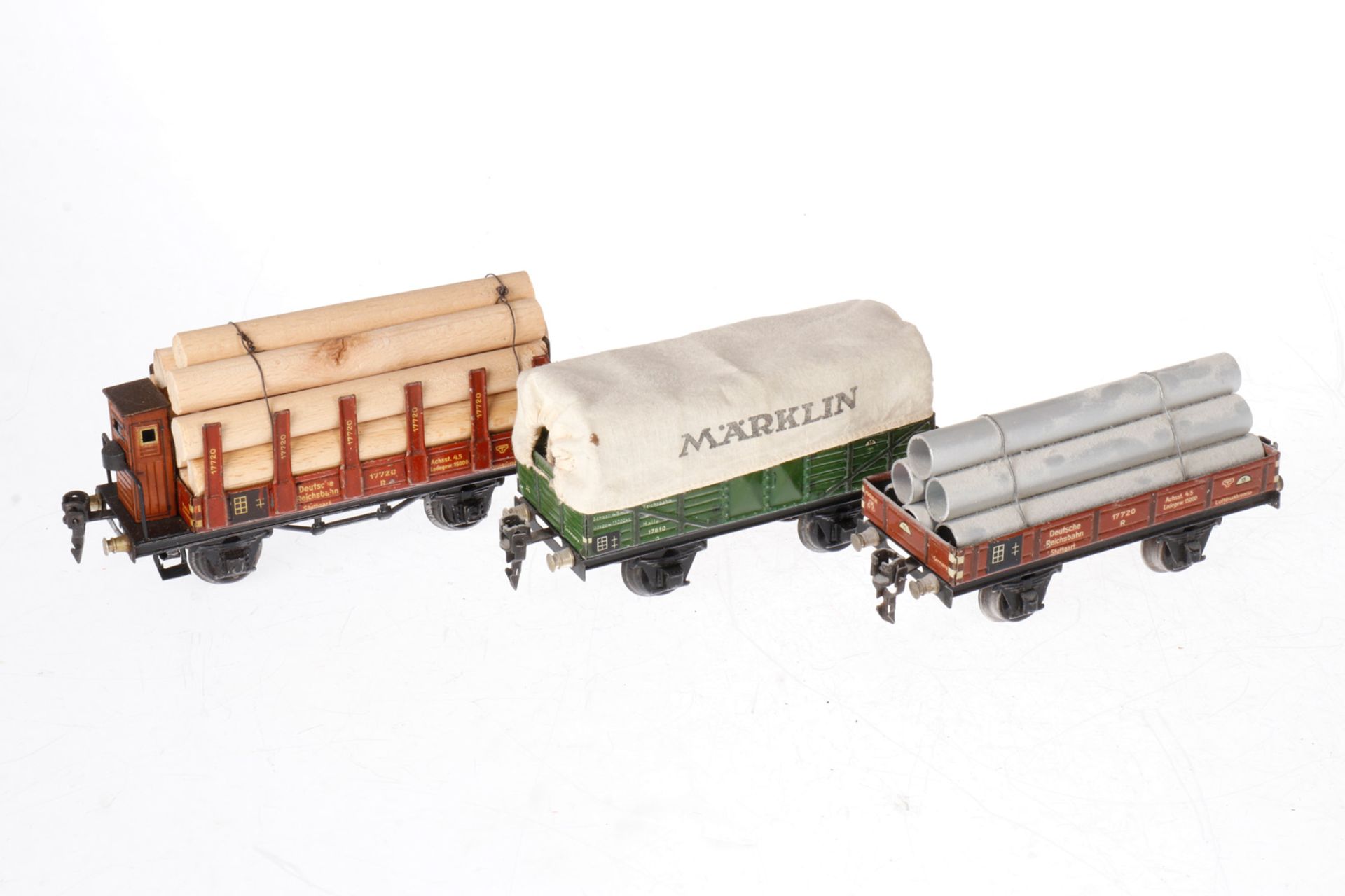 3 Märklin Güterwagen 1763/1764/1772, S 0, CL, L 16,5 und 18,5, Z 4