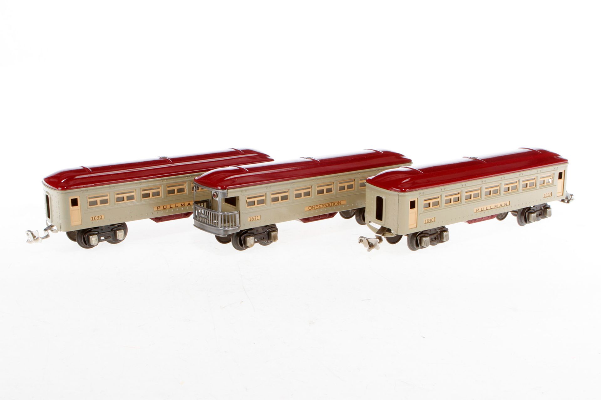 3 Lionel Personenwagen 1630/1631, S 0, LS, L 24, Z 2