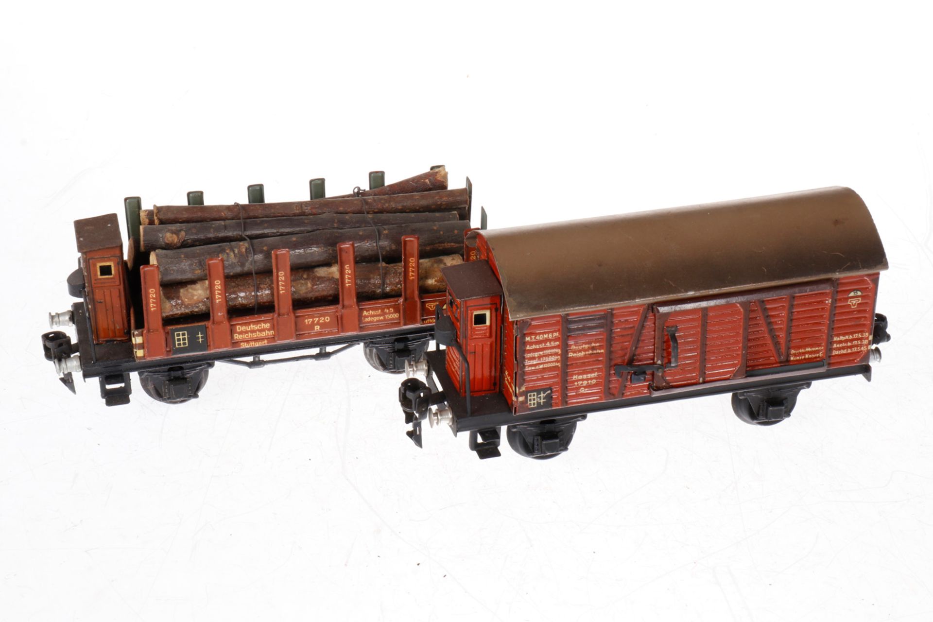 2 Märklin Güterwagen 1772/1791, S 0, CL, L 18,5, Z 4