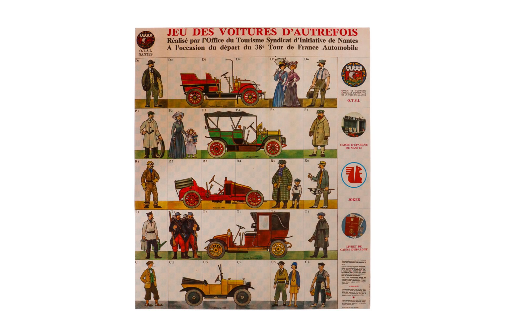 Spielplan Jeu des Voitures D´autrefois, 60er Jahre, 47,5 x 57