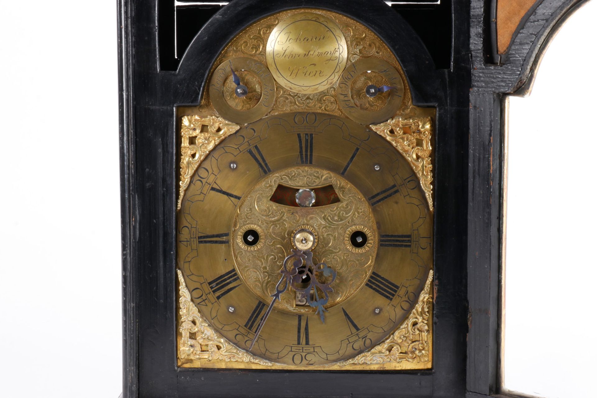 Stockuhr, Johann Schreiblmayr, Wien, 18. Jh., mit 4/4 Repitition auf zwei Glocken, Datumsanzeige, - Image 3 of 6