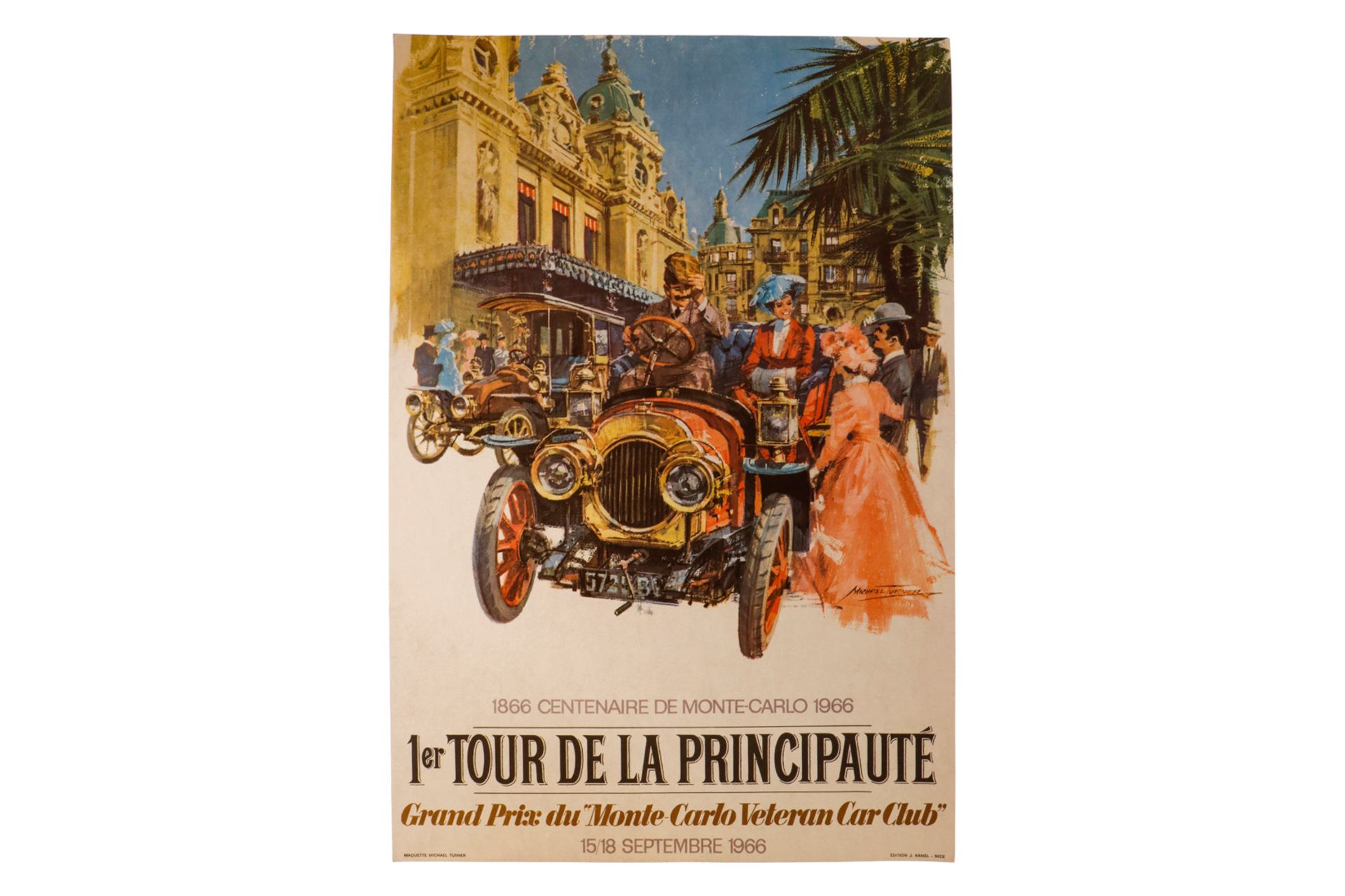 Original Rennplakat 100-jähriges Jubiläum 1er Tour de la Principaute,  Grand Prix de Monte Carlo Vet